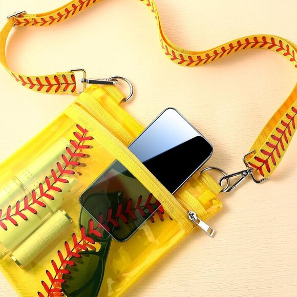 Softball-Themed Clear Purse with Inner Pocket - Ideal for Events and Festivals - Picture 6 of 6
